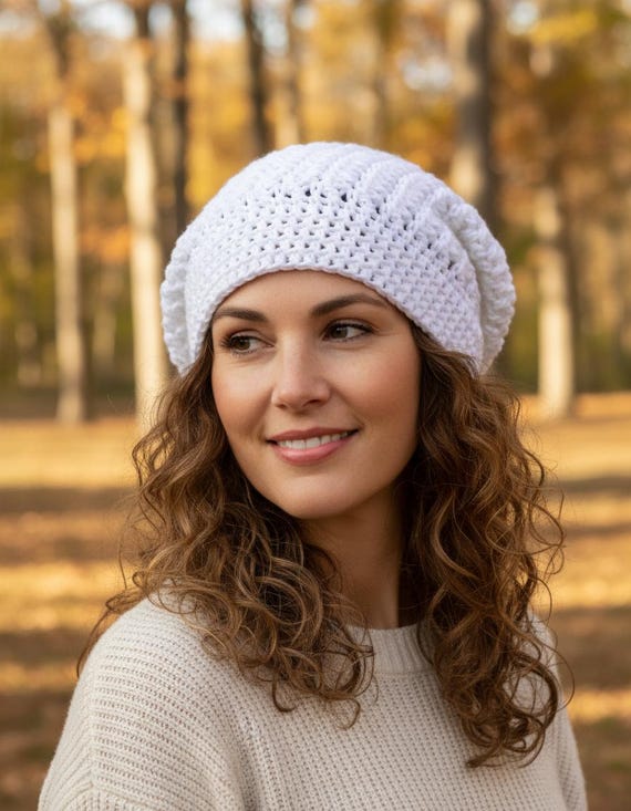 Cotton Slouchy Chemo Hat: Lightweight Summer Beanie - Etsy display picture 2
