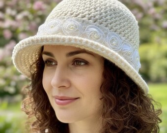 VINTAGE ANGORA CREAM CLOCHE/ BUCKET HAT Vintage Angora Cloche Hat – therapi main image 4