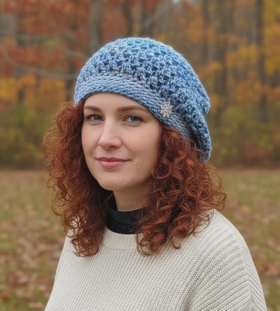 Crochet Blue Slouchy Beanie Hat The Best Slouchy Hat Crochet Pattern For Beginners + Video  main image 4