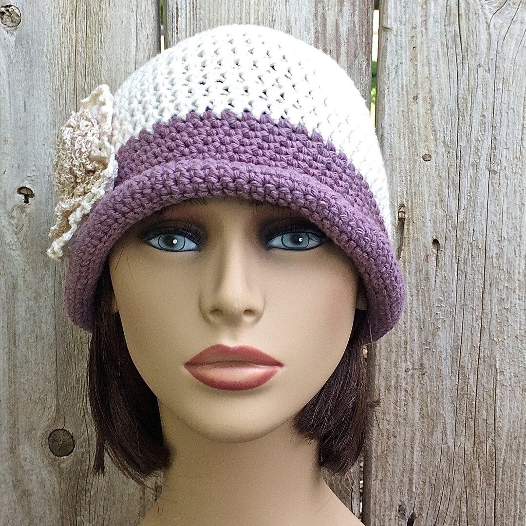 Cotton Cloche Hat With Flower, Trendy, Brimmed Hat, Chemo Summer Hat