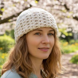 Chapeau cloche en coton crocheté à la main : bonnet en dentelle, casquette de chimio