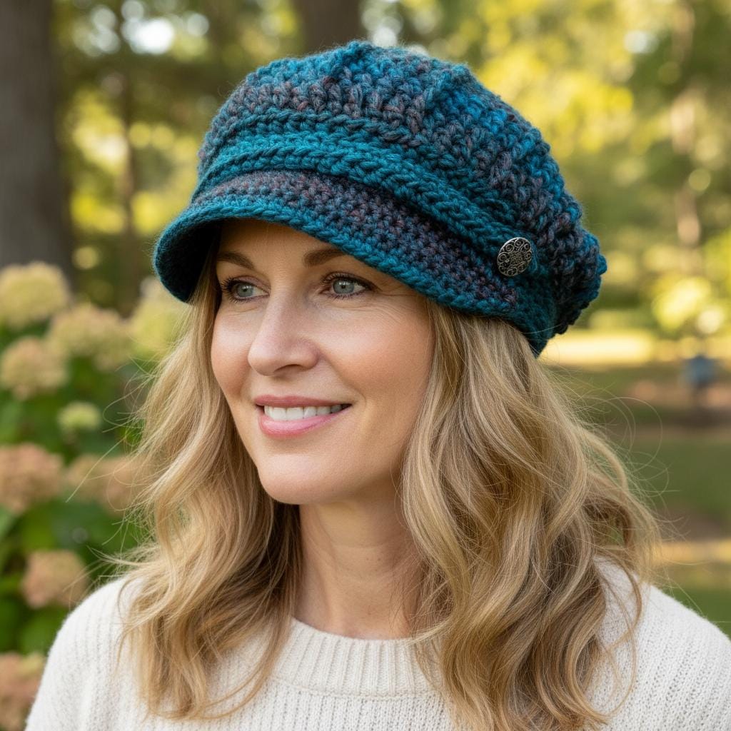 Teal Newsboy Hat - Etsy display picture 1