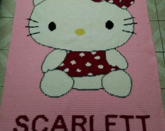 Handmade crochet blanket - Hello Kitty