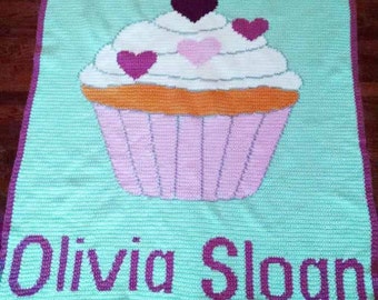 handmade crochet Blanket - cupcake