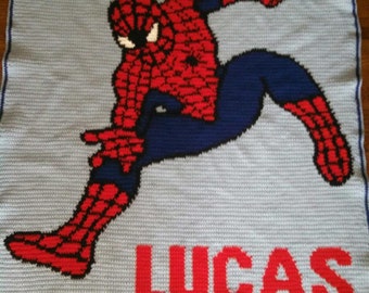 handmade crochet blanket - Spiderman