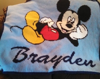 handmade crochet blanket - Mickey Mouse twin size