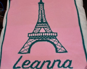 handmade crochet Blanket - Eiffel Tower