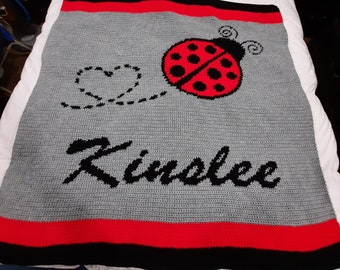 handmade crochet Blanket - ladybug