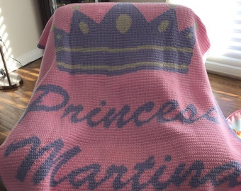 handmade crochet Personalized name with princess crown