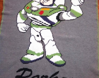 manta de ganchillo hecho a mano - buzz lightyear