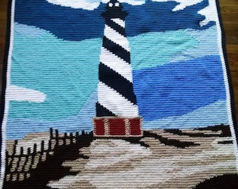 Handmade Crochet Blanket - Lighthouse