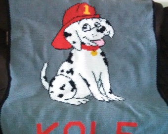 handmade crochet blanket - dalmation puppy