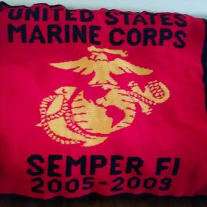 handmade crochet blanket MARINES