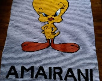 handmade crochet blanket - tweety