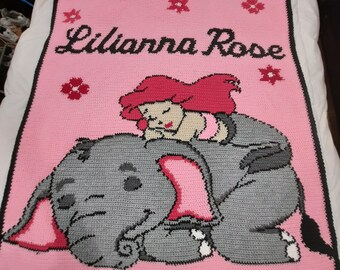 Handmade Crochet Blanket - elephant & mermaid