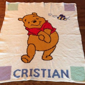 handmade crochet baby blanket - winnie the pooh