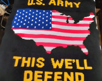 Handmade Crochet Blanket - US Army