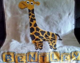 handmade crochet blanket - baby giraffe