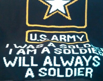 handmade crochet blanket US ARMY