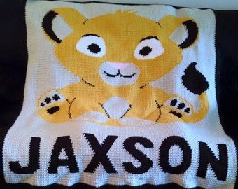 handmade crochet blanket - lion baby