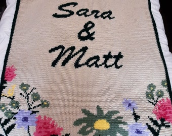 handmade crochet Blanket - wedding floral