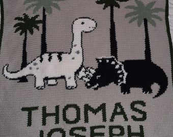 handmade crochet Blanket - Dinosaur