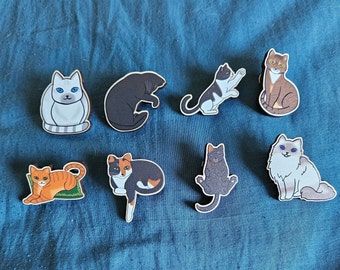 Wooden Cat Pins