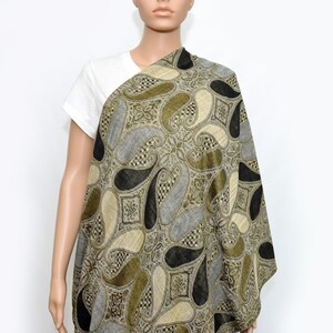 Nursing Cover Scarf - Nursing Cover - Nursing Scarf -Nursing Cover Up - Golden Gray with black paisley Infinity Scarf - Breastfeeding Cover