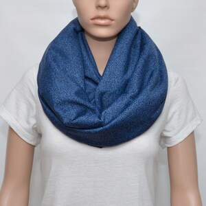 Blue Infinity Scarf, wide scarf, heather blue scarf, navy blue infinity scarf