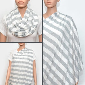 Grey Stripes Nursing Scarf -  Nursing Cover - Nursing Cover Scarf -  Nursing Infinity Scarf - Infinity Scarf