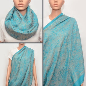 Nursing Cover, Nursing Scarf, Nursing Cover Scarf, Light blue Infinity Scarf with paisley floral pattern