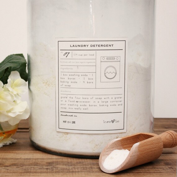 Natural Laundry Detergent Cleaning Label DIY Recipe Laundry Etsy