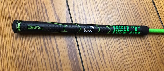 Black with neon green handle with Custom Name and Custom choice of breed of pig with traditional end (without mullet)
