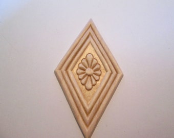 2x Wood Carved Flower Baroque Applique Leaves Floral Ornament Moulding Furniture