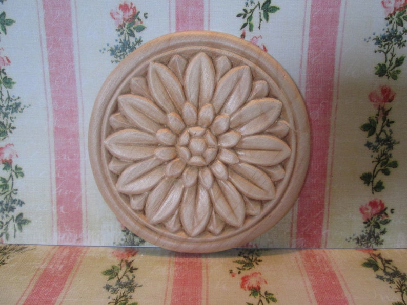 Round wood applique rosette Etsy
