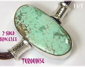 Turquoise Sterling Silver Leather Bracelet - Double Sided Pendant Artisan - Native American Jewelry Sleeping Beauty Royston - FREE SHIPPING