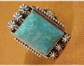 Blue Ridge Turquoise Michael Calladitto Sterling Silver Ring - M R - Size 9 1 2 - Native American, Navajo, Arizona, Indian FREE SHIPPING