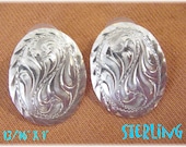 Concho Western 1 quot Earrings Engraved Swirl Sterling Silver - Spiral Design - Oval Navajo Native American Indian Southwestern FREE SHIPPING