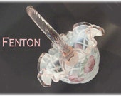Fenton Dusty Rose Pink Crest Trellis Art Glass Basket - French Opalescent Diamond Optic Hand Painted Flowers - Wedding - Estate Antique