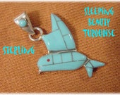 Hummingbird Inlay Pendant Sleeping Beauty Turquoise Sterling Silver - Native American Indian Navajo Arizona Birds Blue FREE SHIPPING