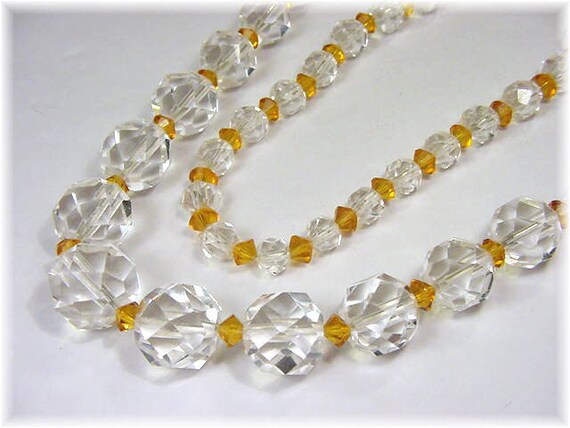 Rock Crystal Faceted Bead Necklace - 84 Grams 28"… - image 3