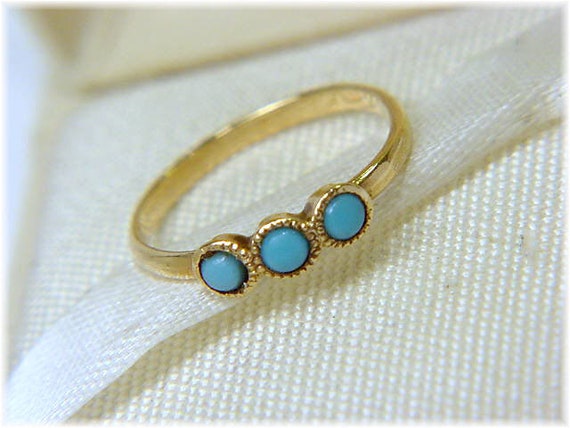 10K Gold Turquoise Baby Ring Midi Ostby Barton - … - image 2