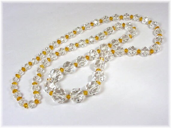Rock Crystal Faceted Bead Necklace - 84 Grams 28"… - image 7