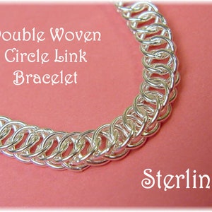 Persian Weave Chain Link Sterling Silver Bracelet, Double Woven Links, Chainmaille, Chainmail, Torzal, Franco, Spiga Wheat + FREE SHIPPING