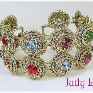 Judy Lee Rhinestone Bracelet, Multi Jewels, Rope Circles, Sparkling Crystal Rhinestones, Costume Jewelry, + FREE Gift  +  FREE SHIPPING