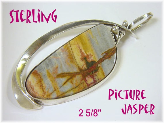 Blue Mountain Picture Jasper Sterling Silver 2 5/8