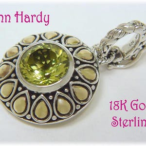 Jai John Hardy 14K Gold Sterling Silver Pendant Enhancer For Necklace, Green Quartz, John Hardy Teardrop Pendant, Gift For Her FREE SHIPPING