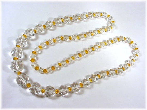 Rock Crystal Faceted Bead Necklace - 84 Grams 28"… - image 6