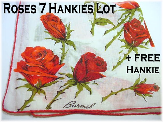 7 Roses Hankie Cotton Lot, Burmel, Cotton Handker… - image 1