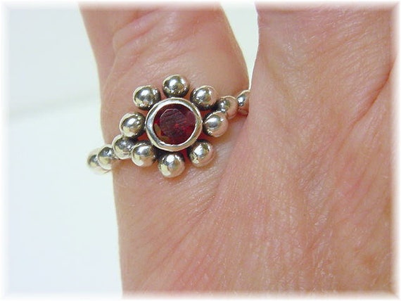 Garnet Orbs Sterling Silver Ring, Garnet Ring, Ba… - image 5